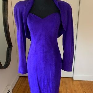Vintage Purple Suede Strapless Dress With Jacket